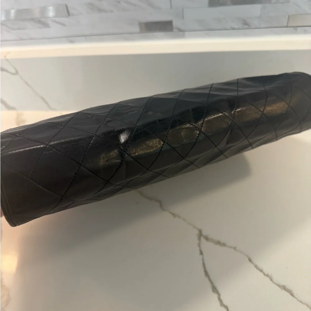 CHANEL Black Vintage Quilted Clutch with Gold 24k Logo - Picture 10 of 16